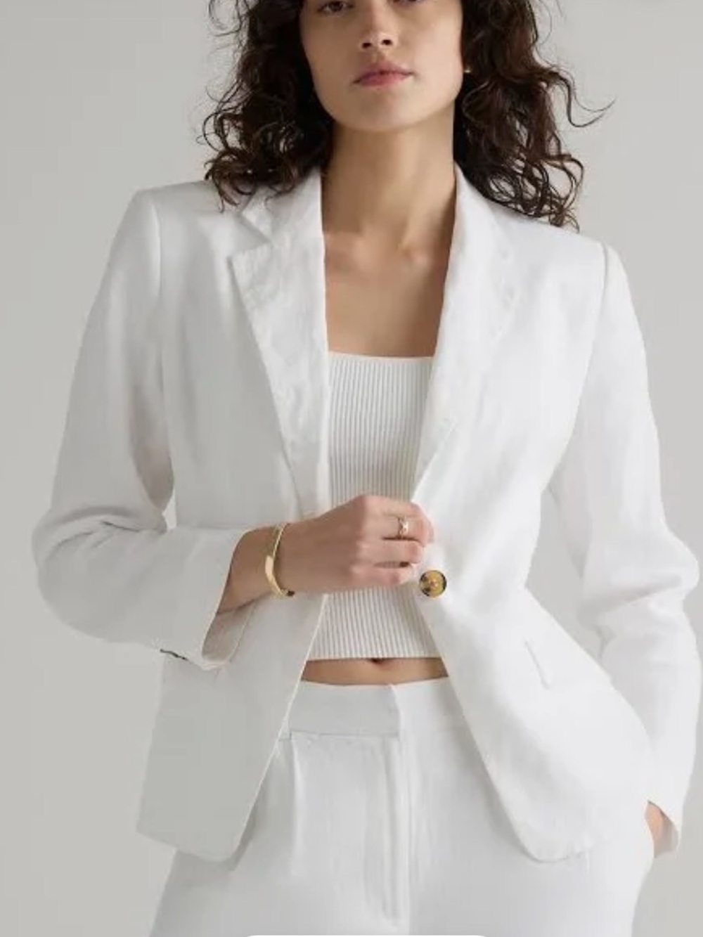 Quince NWT 100% European Linen White Single-Button Blazer XL